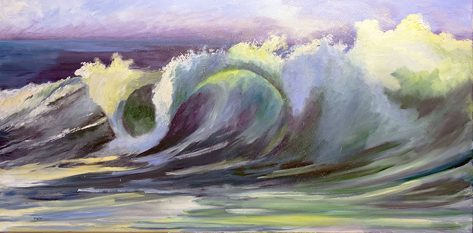 "La vague du surfeur" ,
Huile 100 x 50 ,
Prix de vente 670 euros (sans cadre)