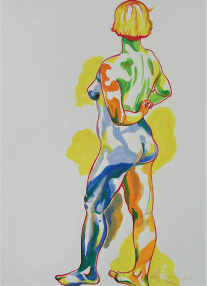 "Nu debout",
dessin à la gouache sur papier 300g/m2 , 65 x 50 ,
Prix de vente 260 euros (sans cadre)