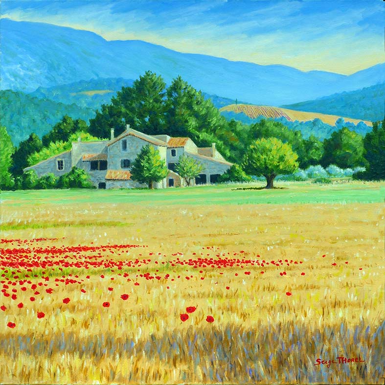 "Paysage sur le plateau de Simiade la Rotonde" ,
Huile 60 x 60 ,
Prix de vente 700 euros