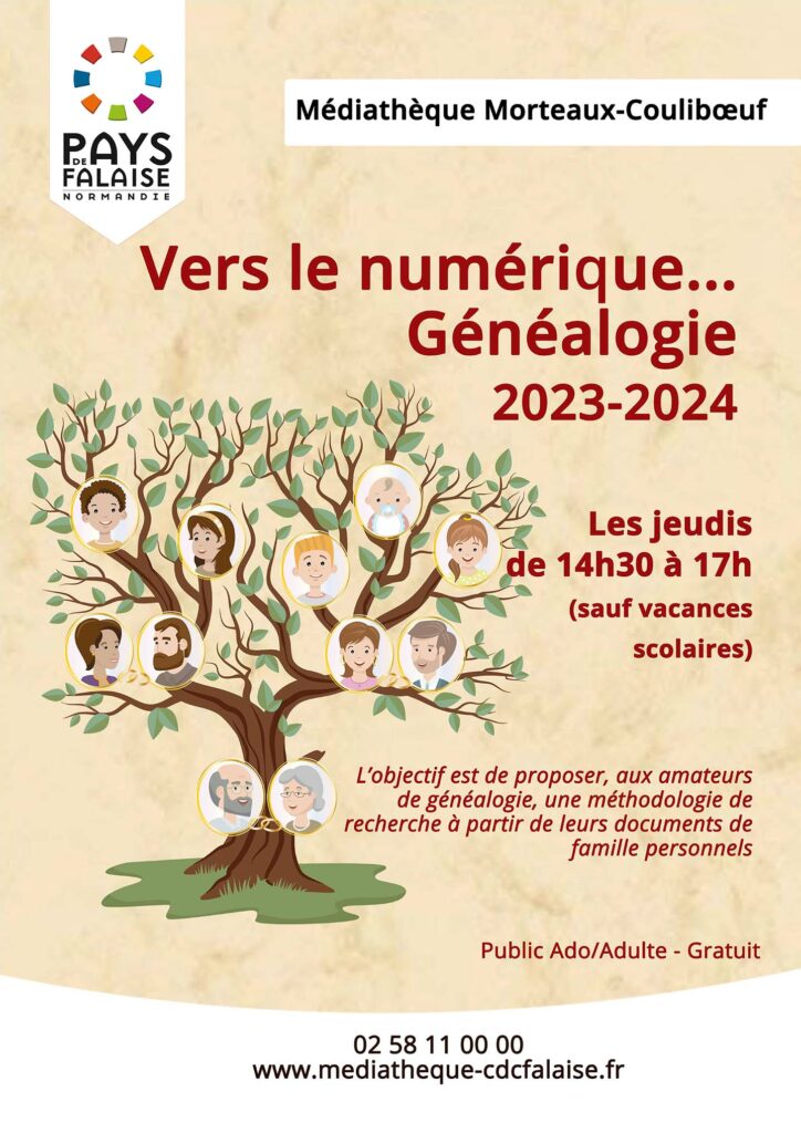 Ateliers d'initiation à la généalogie @ Médiathèque de Morteaux-Couliboeuf